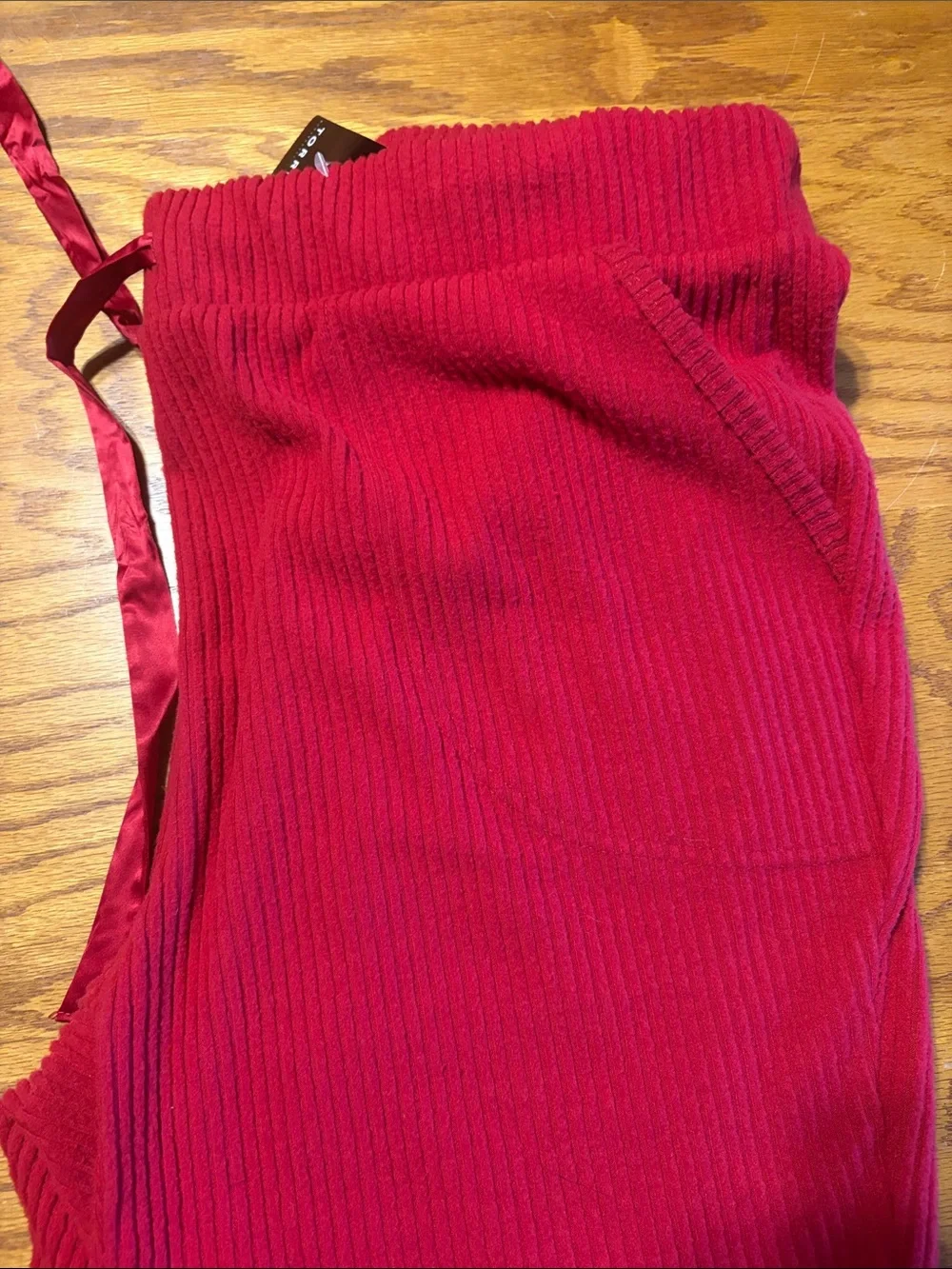Torrid Red Ribbed Hoodie & bralette Set with Pants Stripe Trim set for lounging!